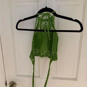 Green Crochet Halter Top